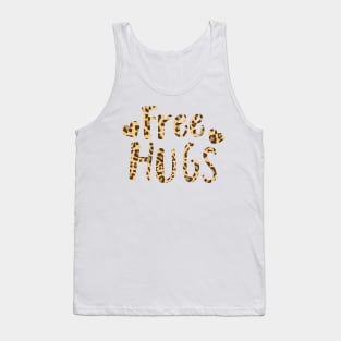 Free Hugs Leopard Print Text Tank Top